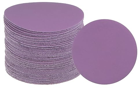 uxcell 50 discos de lija de grano 800, color morado, papel de lija circular de 3 pulgadas, papel de lija profesional, pulido en seco y húmedo para paneles de yeso de madera y metal