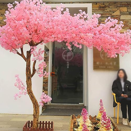 XDLYWUZIQ Handgefertigter Künstlicher Kirschblütenbaum, Perfekte Heimdekoration, Gefälschte Sakura-Pflanze, Hellrosa, Für Drinnen Und Draußen, Hochzeit, Künstliche Ranken,2x2m/6.6x6.6ft