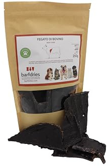 Barfdries Hígado de Bovino seco a Baja Temperatura, Alimento Natural para Perros y Gatos. Embalaje de 250 g