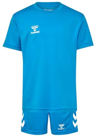 hummel Logo Set Trainingsanzug Kinder - Trikot - Sportanzug für Jungen und Mädchen - Training & Fußball Set mit Shorts und T-Shirt - aus 100% Polyester