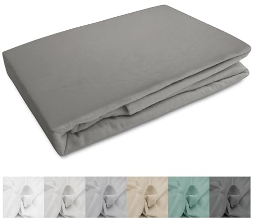 Darymex Biber Spannbetttuch - 140 x 200 cm - Flanell Spannbettlaken - Baumwolle - für Matratzenhöhe bis 20 cm - Warm - Weich - Grau