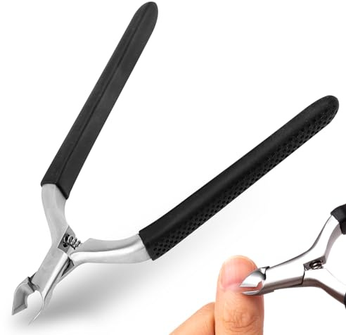 C12rtive Alicates de uñas, pinzas profesionales 3/4, pinzas para cutículas extremadamente afiladas, mango de silicona antideslizante de acero inoxidable, cortacutículas para cuidado de uñas, pedicura,