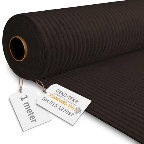 DreamRoots Cord tyg, metervara, vikt 380 g/m2 – klädseltyg, snöre, 140 cm brett – möbeltyg, bredsnöre, mörk choklad, 1 m