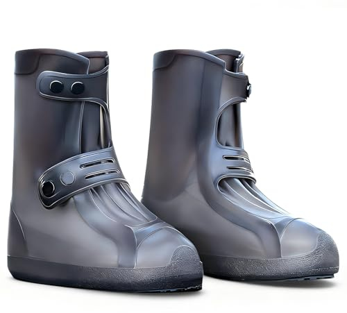 HERCHR Copriscarpe Impermeabili, Copriscarpe Antipioggia Riutilizzabili Protezioni Scarpe Antiscivolo Pieghevoli Copriscarpe Antipioggia Impermeabili Galosce Antipioggia per Uomo(M)