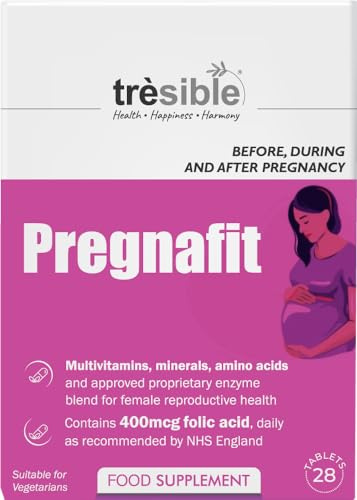 Trèsible Women's Prenatal Pregnancy and Postnatal Supplements | Pregnafit 28 Tablets | CoQ10, Folic Acid, Vitamin D, Zinc | Vegetarian, Gluten Free, Halal | No Synthetic Binders or Coating