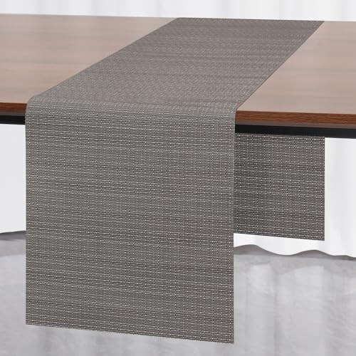 Myir JUN Tischläufer Grau Tischläufer Modern PVC abwaschbar Outdoor | Hitzebeständig für Häuser Esszimmer Restaurants Hotels Party Tischdeko Dekoration 30 x 240 cm (Grau)