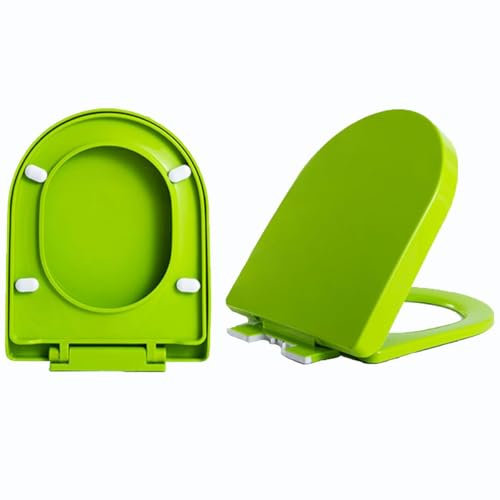 Dazzluxe Bunter Toilettensitz, 18,1 × 14,2 Toilettensitzbezug Mit Absenkautomatik, Oben Befestigte Schnellverschlussscharniere, U-Förmiger Toilettendeckel Aus PP-Material,Grün