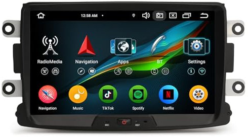 GONFEN 8 Núcleos 4GB+64GB Android 14 Dab+ Radio de Coche para Dacia Sandero Logan Lodgy Duster Dokker GPS Navegación Inalámbrico CarPlay Android Auto WiFi 4G USB Bluetooth DSP FM 8 Pulgadas IPS CANBus