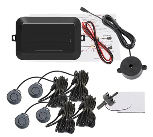 Sensor Ayuda Aparcamiento Kit De Sensor Estacionamiento para Automóvil con Zumbador, Sonda Indicadora Alerta Sonora con Radar De Respaldo, 4 Sensores De 22 Mm Y 12 V Radar Parking Sensor(Grey)