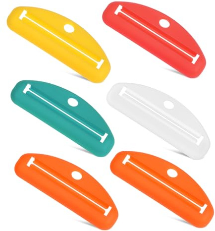 SEWOART 6pcs Manual Toothpaste Tube Squeezer Set, Small Sauce Pigment Tube Roller Clips, Multipurpose Bathroom Tool for Easy Toothpaste Dispensing, Travel Daily Use