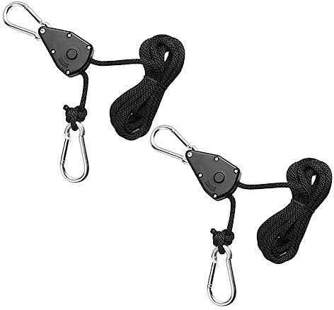 VINTORKY Lot De 2 Crochets De Levage Réglables En Nylon Et Alliage De Zinc Pour Suspensions De Lampes De Culture Intérieur, Cordes à Crochet Poulie Plastique Intégrée, Ajustement Facile Hauteur