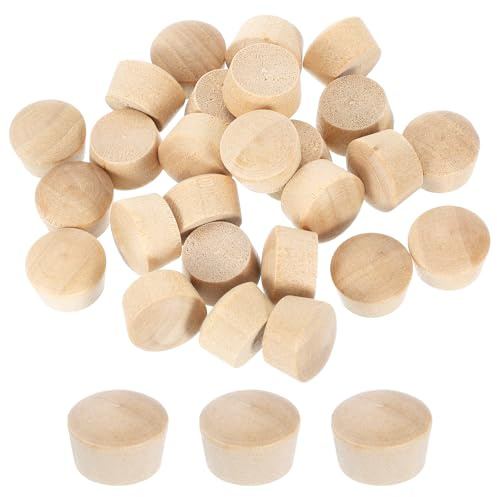 QUARKZMAN 26 Stück Holzstopfen, 12,5 mm / 0,49 Flachkopf Hartholz Lochstopfen Abdeckkappen Holzstecker für Möbel Holzarbeiten Handwerk Dekor (14 mm x 12,5 mm)