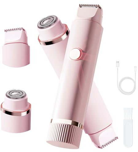 Bikini Trimmer Women, Dual Head Electric Razor for Women, 2 in 1 Electric Bikini Shaver, Waterproof Rechargeable Hair Razor for Body Face Wet & Dry Hair Removal