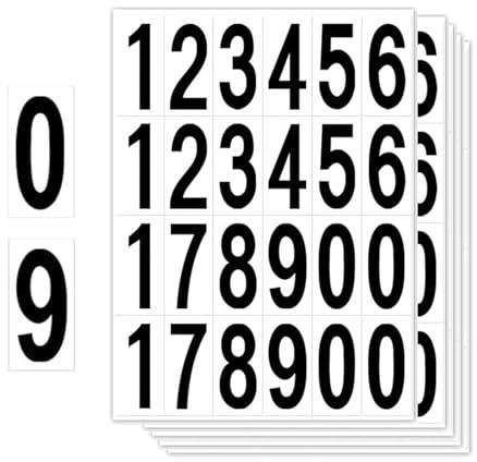 5 Sheets Numbers Stickers Black Self Adhesive Mailbox Numbers Sticker Waterproof Vinyl Number Decals for Home Business Apartment Signs Door Cars Address Number