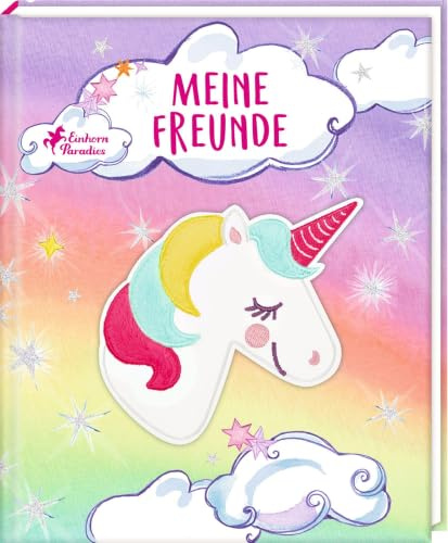 Freundebuch – Meine Freunde: mit Plüsch-Patch (Einhorn-Paradies): Für Kindergarten, Kita und Grundschule, mit Einhorn-Plüsch-Patch; ab 3 Jahren
