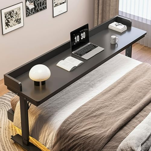 Höhenverstellbarer Betttisch für Laptop mit Rollen, Arbeitstisch über dem Bett, Arbeitstisch mit Trennwänden, mobiler Betttisch, Krankenhaus-Rollbetttisch, Schlafzimmer über dem Betttisch
