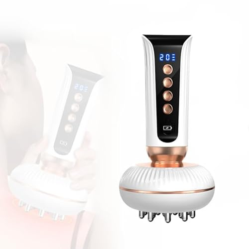 Masajeador, Masajeador Eléctrico de Mano Infrarrojo de 2000 mAh con 20 Modos de Vibración 20 EMS Y 20 Modos de Calor Instrumento Meridiano Inalámbrico con Pantalla LCD Para Dragar Los Meridianos