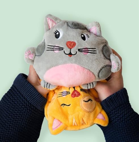 moses. Flauschiger Wende-Freund, niedliches Stimmungs-Kuscheltier für Kinder, wendbares Stofftier mit EIN waches oder schlafendes Gesicht | 2in1 Kuschelfreund | Katze/Maus