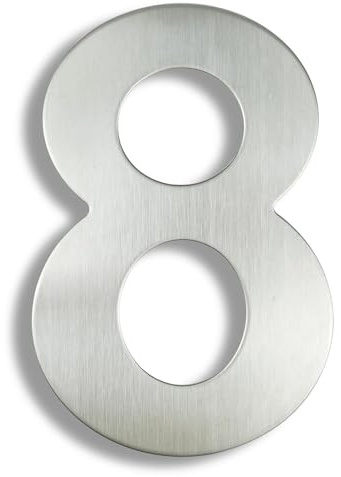 6/8/12 Inch Floating House Numbers Modern Metal Stainless Steel Door Number Silver/Black Mailbox Address Sign with Screws, for Wall Decor Apartment Garden Yard Hotel Cafe Office Street(Silver 8,8In)
