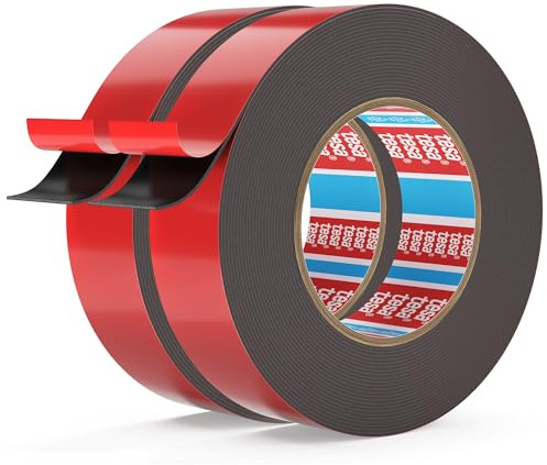 EMITEVER Nastro Biadesivo Extra Forte 6411-8,2mX15mm, 2 Rotoli Nastro per Montaggio con Adesivo LSE, Alta Prestazione ed Elevata Adesione Iniziale, per Installazione Permanente su Multipli Substrati