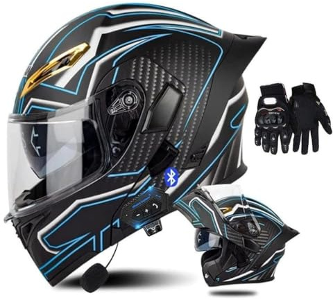 Casco de Moto Modular Bluetooth, Visiera Doppia Antigraffio, Uomo e Donna, ECE Homologado(C6,L(59~60cm))