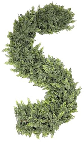 Christmas Cypress Garland, Artificial Greenery Home Decoration, Reusable Winter Holiday Party Vine Decor for Door Handrails Fireplace Staircases Indoor Outdoor Shop Home