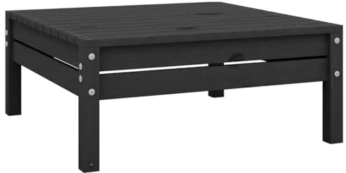 HaoChrymec Gartenhocker Schwarz aus Massivholz Kiefer, Stabil und Flexibel, Fußhocker Outdoor, Kleiner Hocker für Garten und Terrasse, Max. 110 kg Tragfähigkeit, 63.5 x 63.5 x 28.5 cm