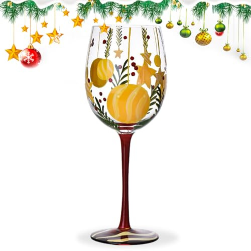 Weihnachtsbecher für Getränke, Weihnachtsweingläser, Weihnachtsbaum, Weihnachtsmann, Kiefernnadeln, Weihnachtsdekoration, handbemalt, lustige Tasse für Neujahrsfeiern