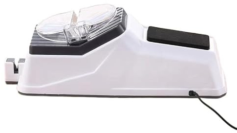 Aiguiseur de couteaux électrique Surudoisharp Pro – Aiguiseur de couteaux portable, multifonctionnel et double face avec étui de protection (blanc)