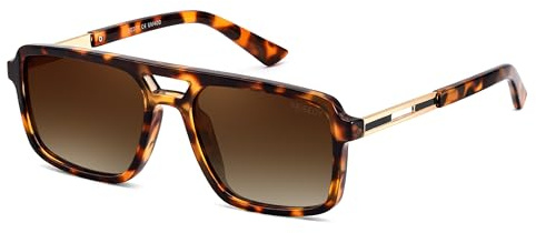 FEISEDY Retro Pilot Polarised Square Sunglasses for Men Women B0377 | UV400 Protection, Classic Pilot Designer Sun Glasses for Driving,Fishing,Holidays
