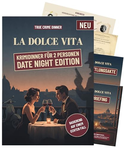 Krimidinner 2 Personen La Dolce Vita - Krimi Dinner Date Night Edition - Krimispiel für Erwachsene, Crime Dinner Date Ideen für Paare, Geschenk für Partner, Paar Geschenk