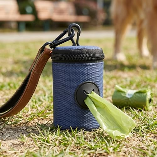Soporte para Bolsas para Excrementos de Perros, Dispensador de Bolsas para Caca Portátil y de Fácil Acceso con Gancho para Correa, Cinturón o Mochila, Azul, Decoración del jardín