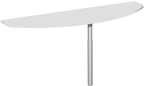 Geramöbel Anbautisch mit Stützfuß, inkl. Verkettungsmaterial, höhenverstellbar, 1600x500x680-820, Lichtgrau/Silber