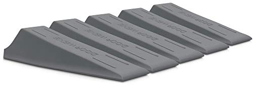 Xfort 5 Pack Heavy Duty Rubber Door Wedge, Non-Slip Door Jammer - Ideal for Homes, Offices and Workshops (Grey, Pack of 5)