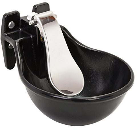 Tränkebecken aus Guss mit Edelstahlzunge, Selbsttränke für Rinder und Pferde, schwarz