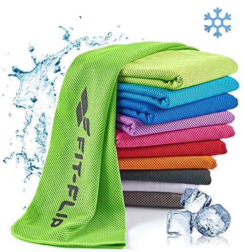 Fit-Flip Kühlendes Handtuch - Ice Cooling Towel und mikrofaser Kühltuch – kühlende Handtücher für Nacken und Hals - Airflip cool Towel für Fitness und Sport - Kühlhandtuch (neon grün, 100x30cm)