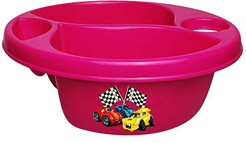 alles-meine.de GmbH 3 Kammer - Schüssel/Waschschüssel/Kinderwaschbecken - pink - rosa Auto - Rennwagen Bieco - mit Seifenablage - Organizer - Reinigungsmittel Aufbewahru..