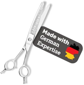 EHASO Hundeschere Modellierschere Revolution Two Step Profi Fellschere Linkshand für Hunde | 21 cm gerade | 28 zahnig | Hochwertige Hundescheren direkt aus Solingen | Langlebig und hochwertig