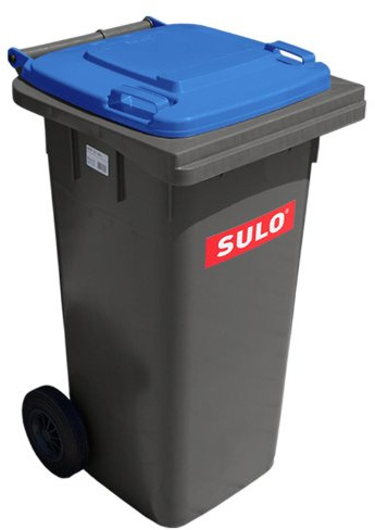 Conteneur à ordures SULO MGB 120 L, Gris/couvercle EURO.2 Bleu (22068+22384)