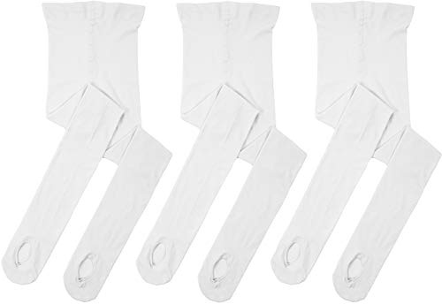 MdnMd 3-pack kvinnor balett dans-tights footless konvertibla ultramjuka balett leggings strumpbyxor (vit, vuxen-Small, höjd 63–65 tum)