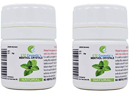 Cristalli di mentolo - 50 gr - Effetto rinfrescante e rinfrescante, utilizzato come ingrediente nella formulazione cosmetica, accessori per sauna, infuso per sauna, olio di menta 100% naturale