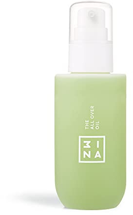 3INA MAKEUP - Vegan - Cruelty Free - The All Over Oil - Hellgrün - Öl fur Gesicht Haere & Körperpflege - Leicht Textur - Hautfeuchtigkeit - Ernüffung mandel öl - Antioxidans Grüner Tee & Vitamin E