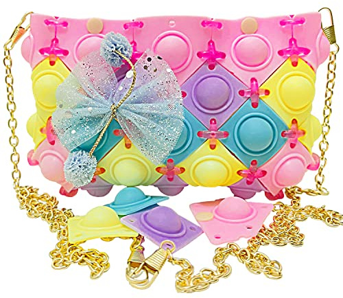 DIY Pop It Bag - Fidget Toys Bag Purse - Shoulder Build Your Own Sensory Toy Poppet Handbag - Popit Fidget Toy Kit Cross Body Bag - Popper Figet. Toys Pack Figets Set - Poppit Fidgets for Girls
