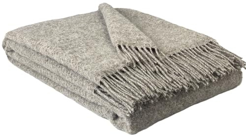 STTS International Wolldecke 100% Schurwolle Wohndecke 140 x 200 cm Tagesdecke Schurwolldecke Woll-Plaid Tirol in vielen Farben erhältlich (Taupe (MU))