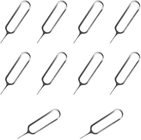 10 Pezzi Spilli Estrattori per Rimozione Scheda SIM, Inossidabile Strumento Rimozione Della Scheda SIM, Cellulare Perno Espulsione Vassoio di Carte Sim Rimuovere Perni