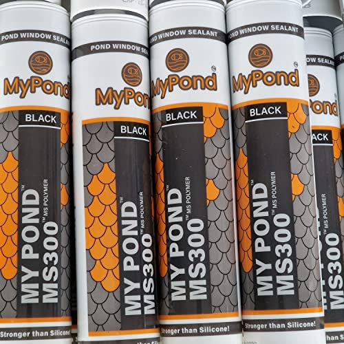 MyPond MS300 Marine Sealant Black, Window Sealer, Pond Sealer for Leaks Concrete Glass Metal, MS Polymer Adhesive 4x Stronger than Aquarium Silicone Caulking, Pond Liner Adhesive, Black Sealant, 300ml