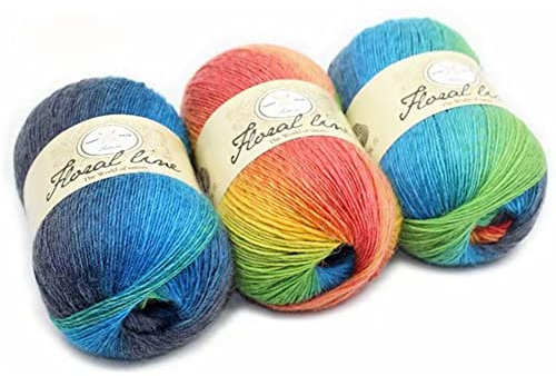 Strickwolle Baumwolle 100g, Strickgarn Wolle zum Stricken oder Häkeln Leichte Weiches Wollstrickgarn Wolle Farbverlauf, Bunt Baumwolle Garn für Stricken von Schals Sweater Crafts