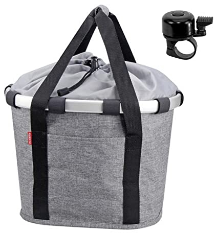 Rixen & Kaul Fahrrad - Lenkertasche Vorderradkorb BIKEBASKET Twist Silber inkl. Fahrradklingel