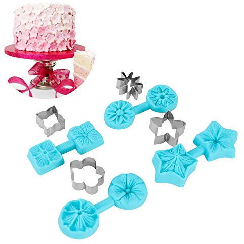 4 Moldes de Silicona para Decoración de Pasteles con Cortador, Moldes de Fondant para Flores, Diseño Ligero y Resistente al Calor, Fáciles de Limpiar, para Profesionales y Amadores de la Repostería