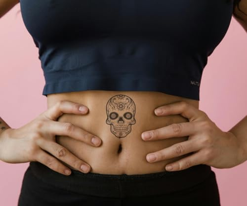 La Catrina - Forever Never® | Temporäre Tattoos für Erwachsene - Hält bis zu 2 Wochen | vegan, wasserfest, EU-zertifiziert (Black)